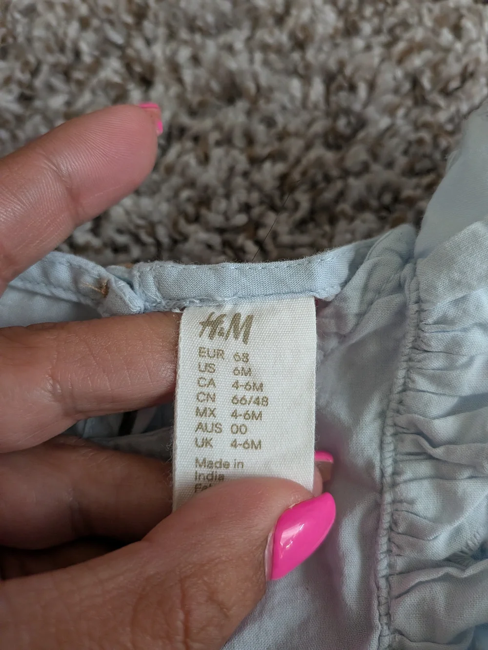 H&M Pale Blue Eyelet Ruffle Tank Top Size 6 Months